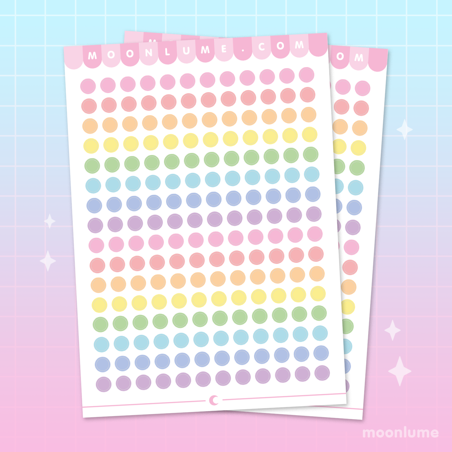 RAINBOW mini circle stickers / labels - matte vinyl sticker sheet