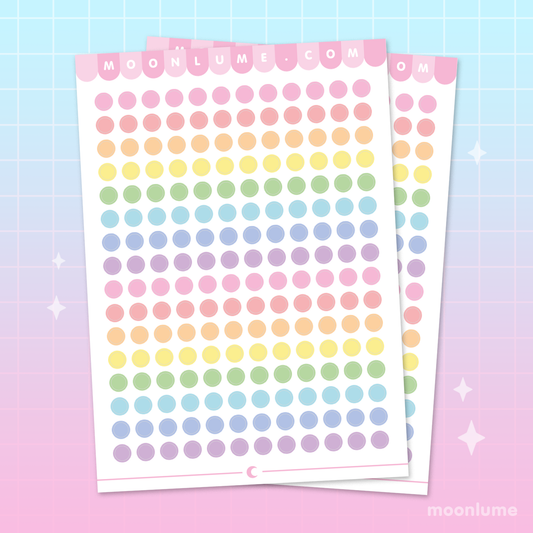 RAINBOW mini circle stickers / labels - matte vinyl sticker sheet