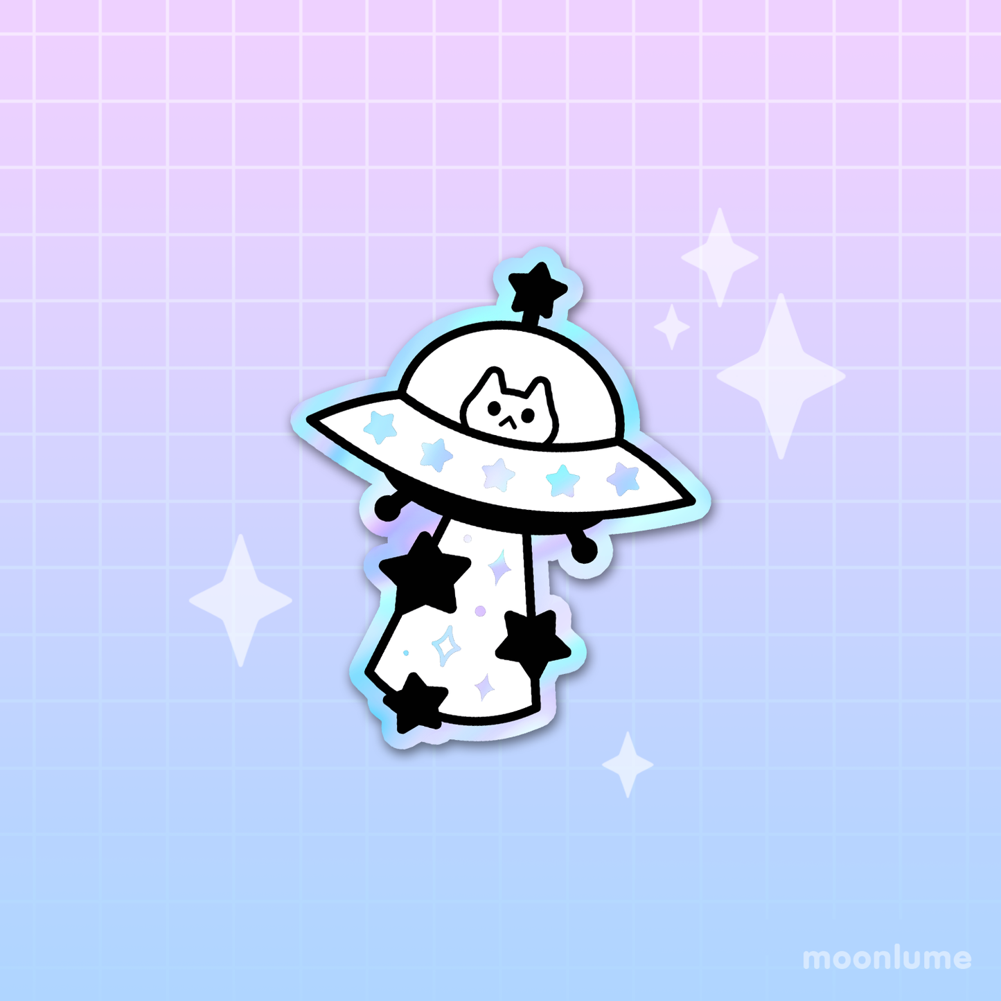 MEOWTER SPACE - Alien Cat holographic vinyl sticker
