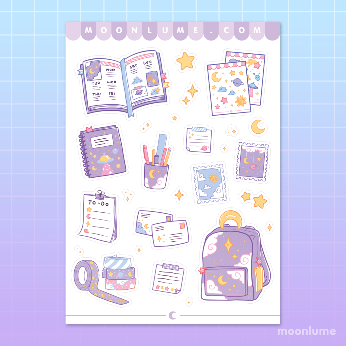 Celestial Stationery - matte vinyl sticker sheet