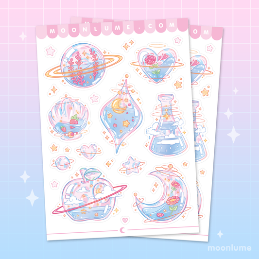 Aesthetic Glass Planets - matte vinyl sticker sheet