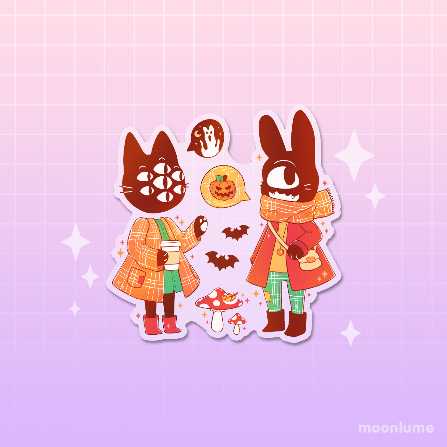 Spooky Halloween Friends - transparent vinyl sticker