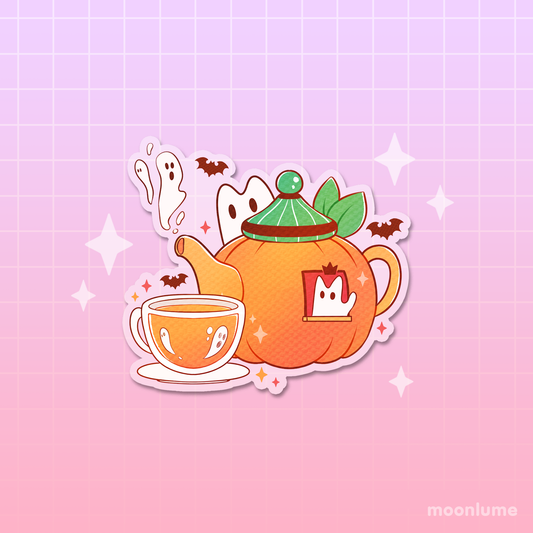 Pumpkin Teapot - transparent vinyl sticker