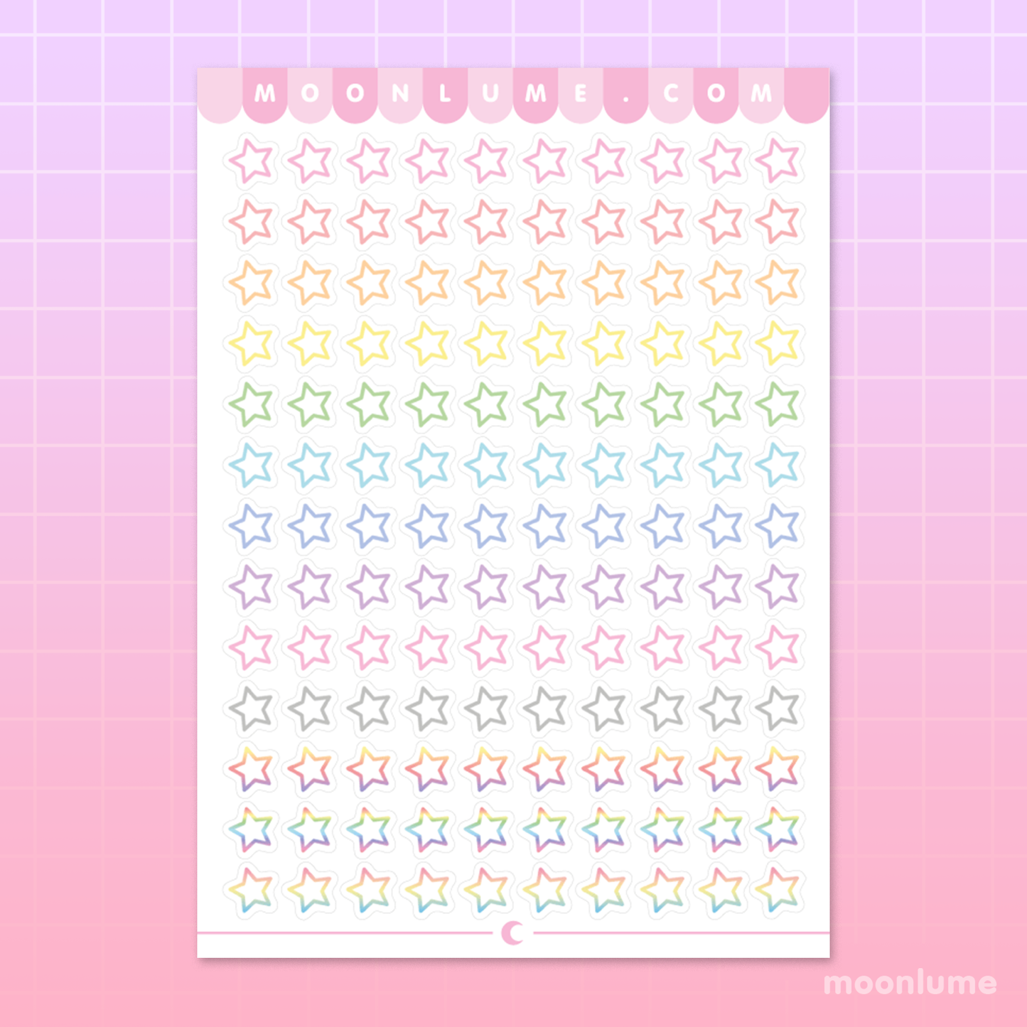 Rainbow Mini Stars stickers / labels - matte vinyl sticker sheet