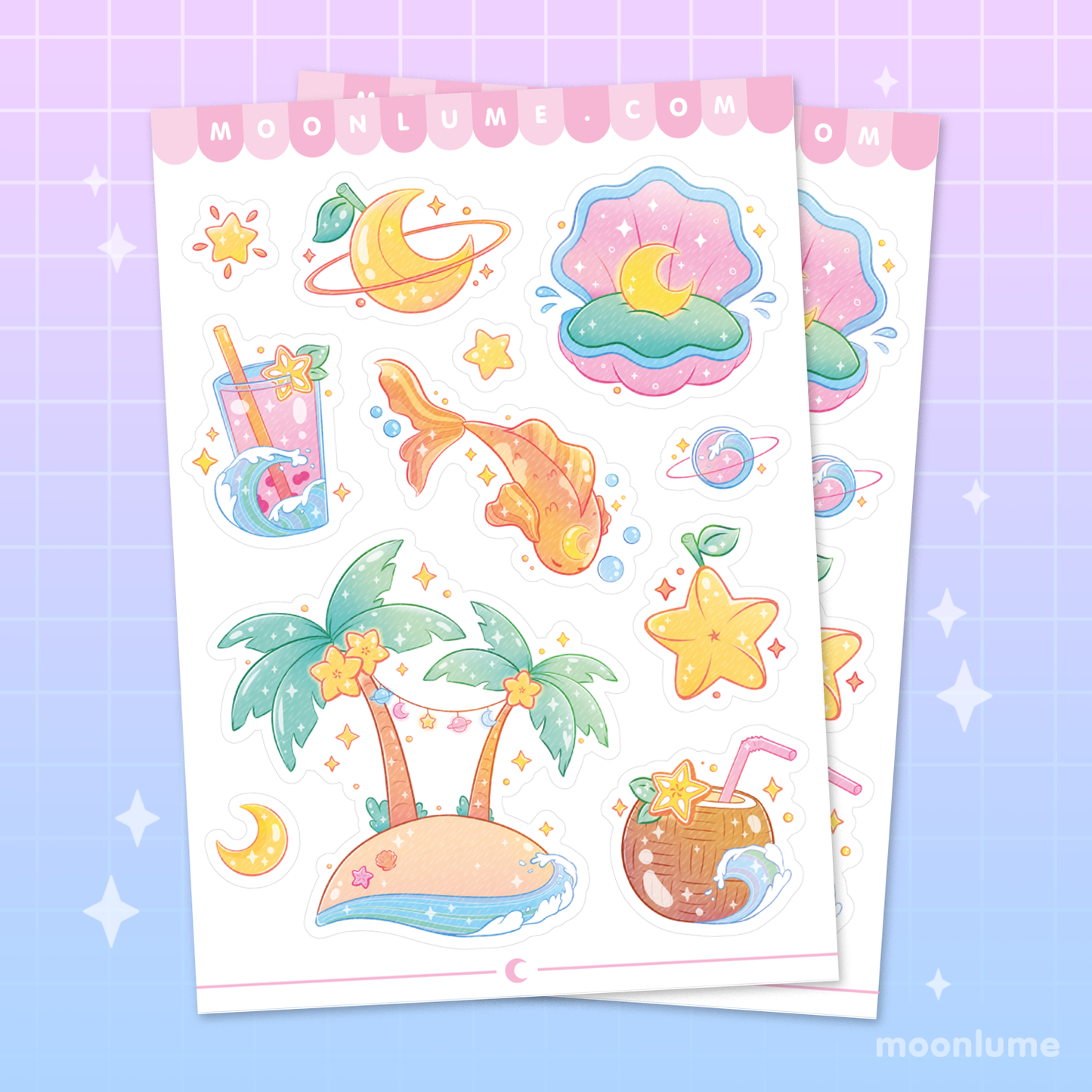 Moon Island - matte vinyl sticker sheet