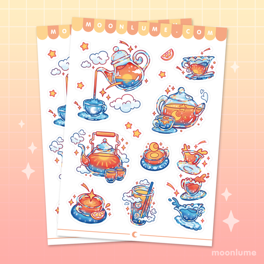 Evening Sunset Tea - matte vinyl sticker sheet