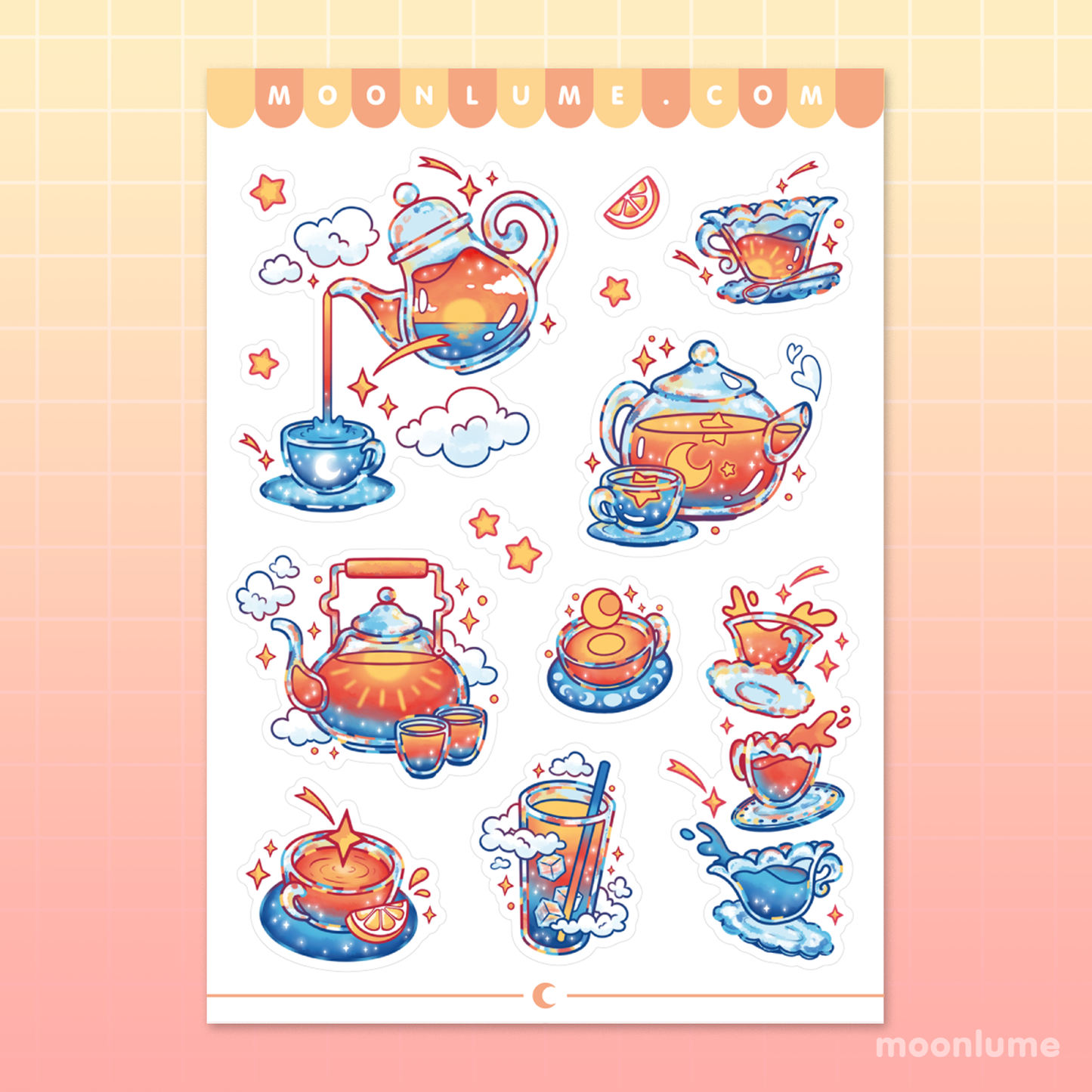 Evening Sunset Tea - matte vinyl sticker sheet