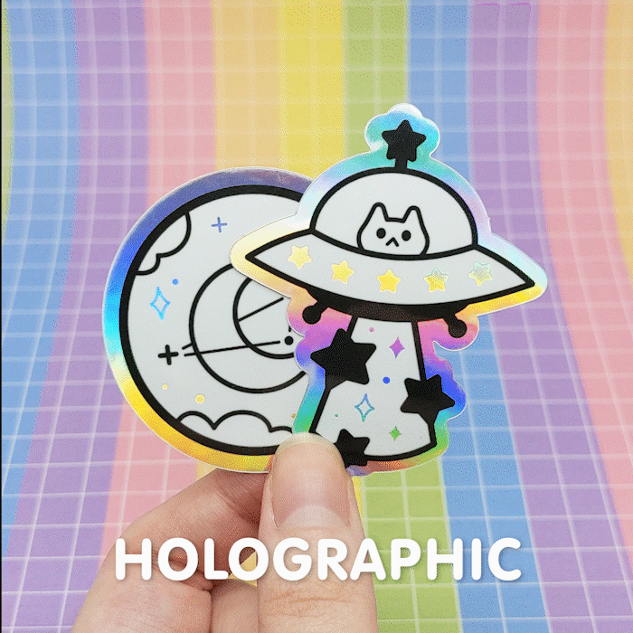 MEOWTER SPACE - Alien Cat holographic vinyl sticker