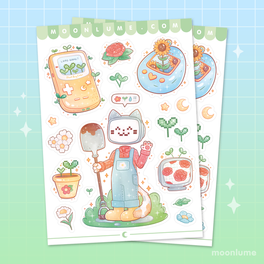 Virtual Garden & Pixel Gardener - matte vinyl sticker sheet