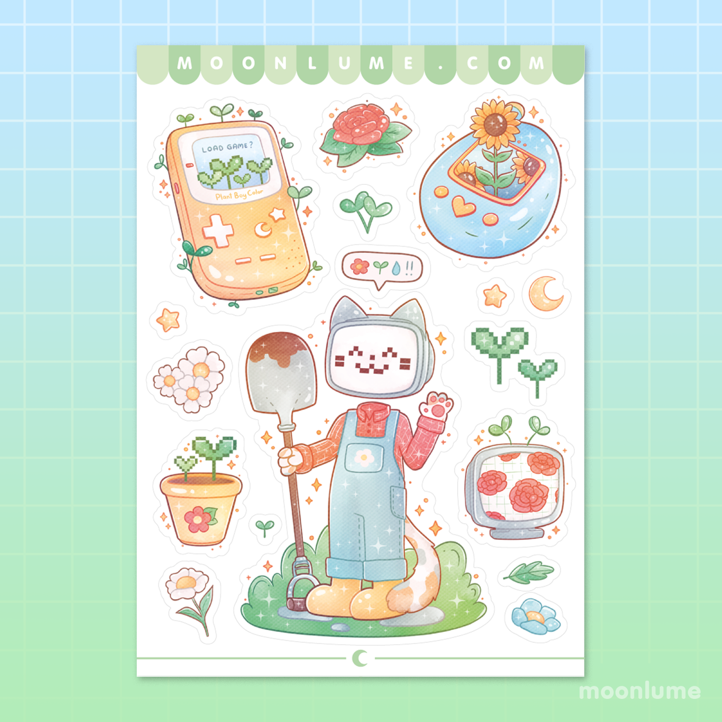 Virtual Garden & Pixel Gardener - matte vinyl sticker sheet