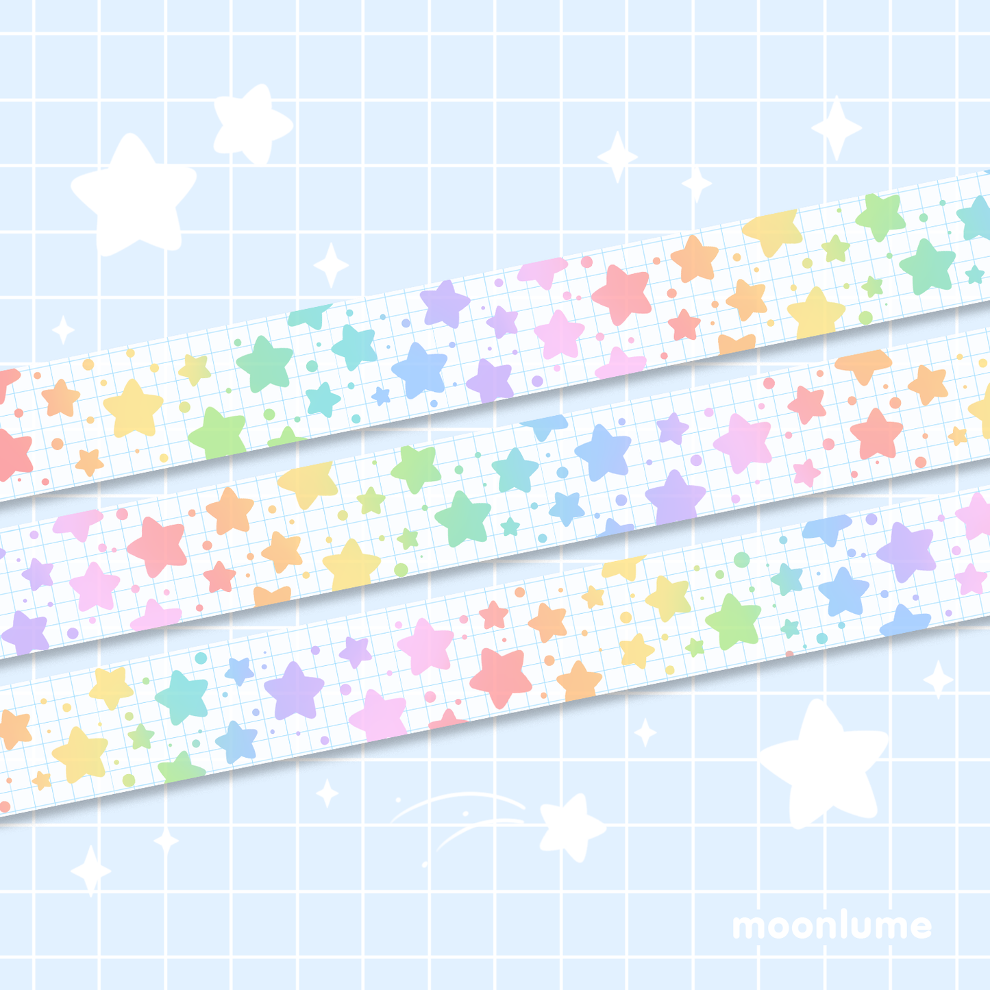 Rainbow Stars (light) - washi tape