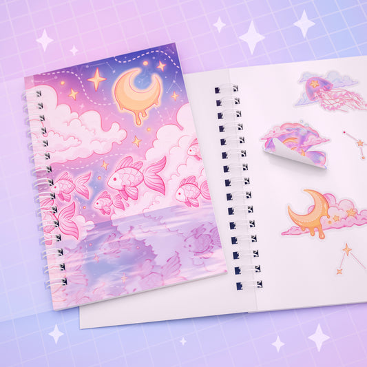 Re-usable sticker collecting book - Cosmic Swim (A6)