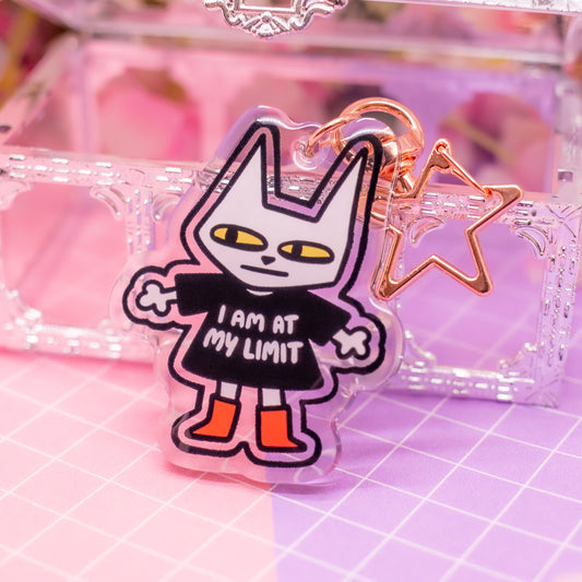 "I am at my LIMIT" cat acrylic charm / keychain