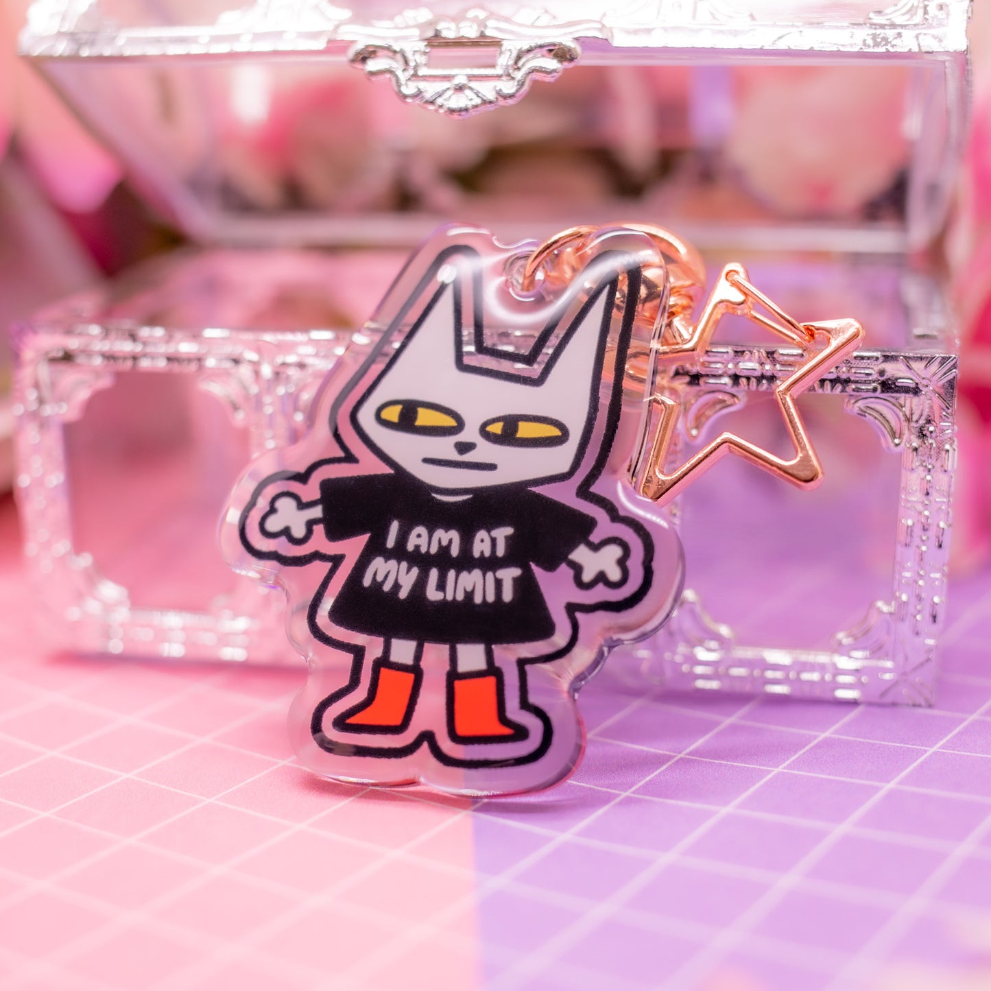 "I am at my LIMIT" cat acrylic charm / keychain