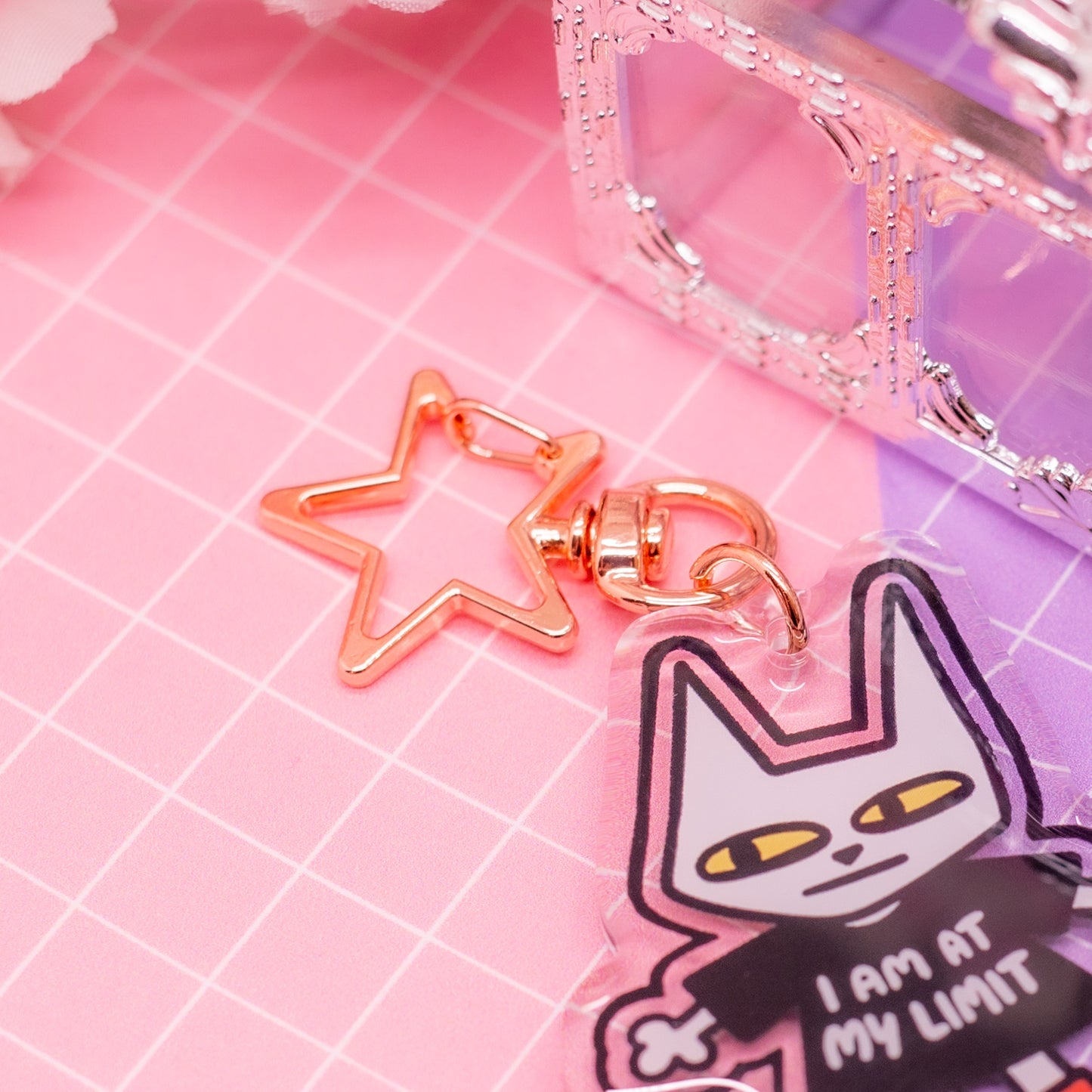 "I am at my LIMIT" cat acrylic charm / keychain