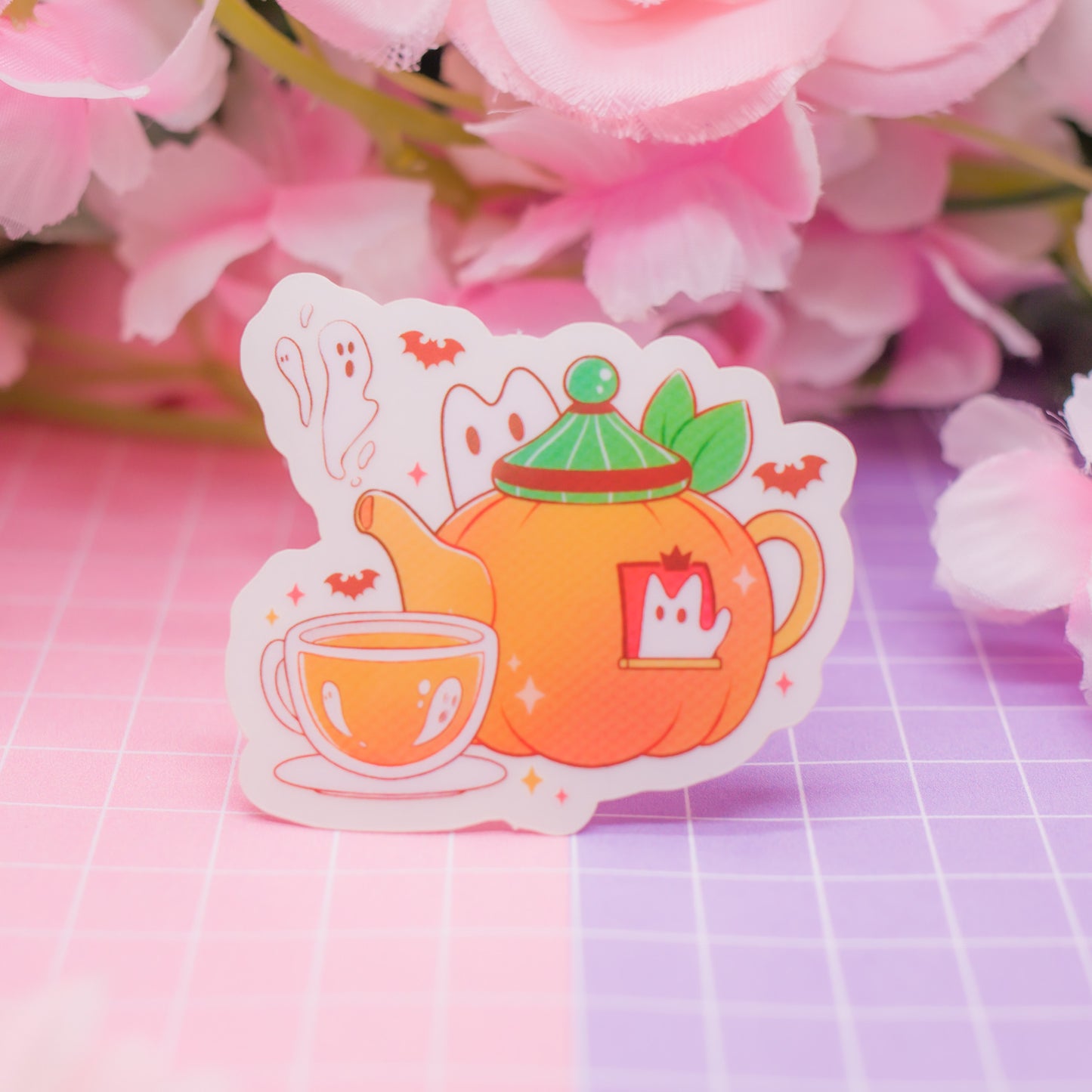 Pumpkin Teapot - transparent vinyl sticker