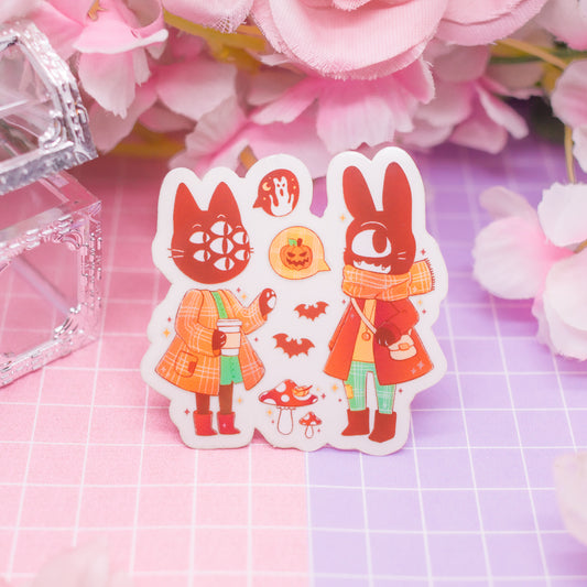 Spooky Halloween Friends - transparent vinyl sticker