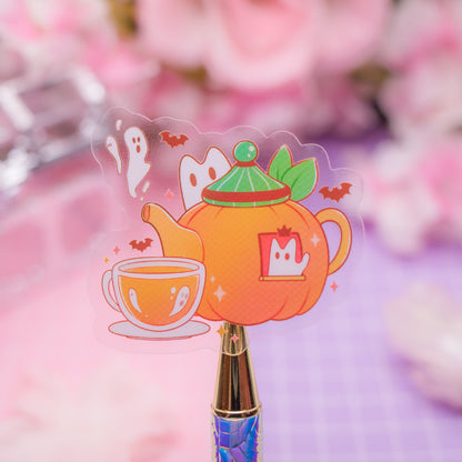 Pumpkin Teapot - transparent vinyl sticker