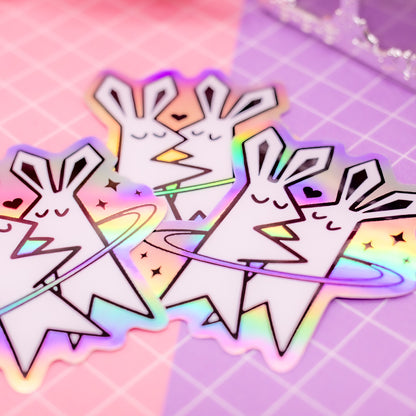 Bunnies in Love holographic vinyl sticker