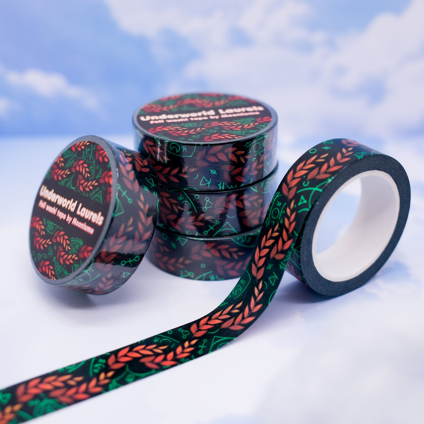 Underworld Laurels - Hades 2 Melinoe inspired green foil washi tape