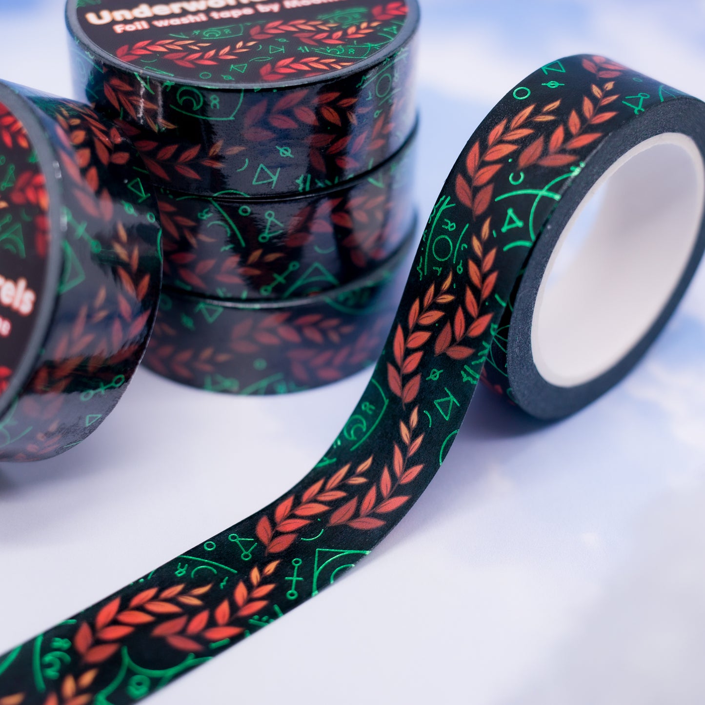 Underworld Laurels - Hades 2 Melinoe inspired green foil washi tape