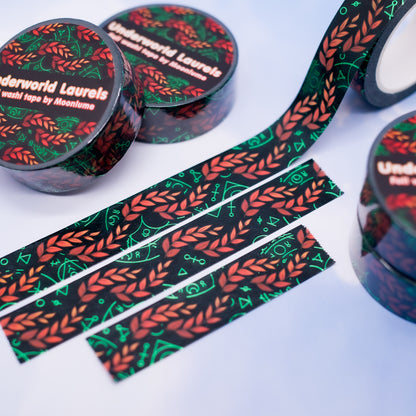 Underworld Laurels - Hades 2 Melinoe inspired green foil washi tape