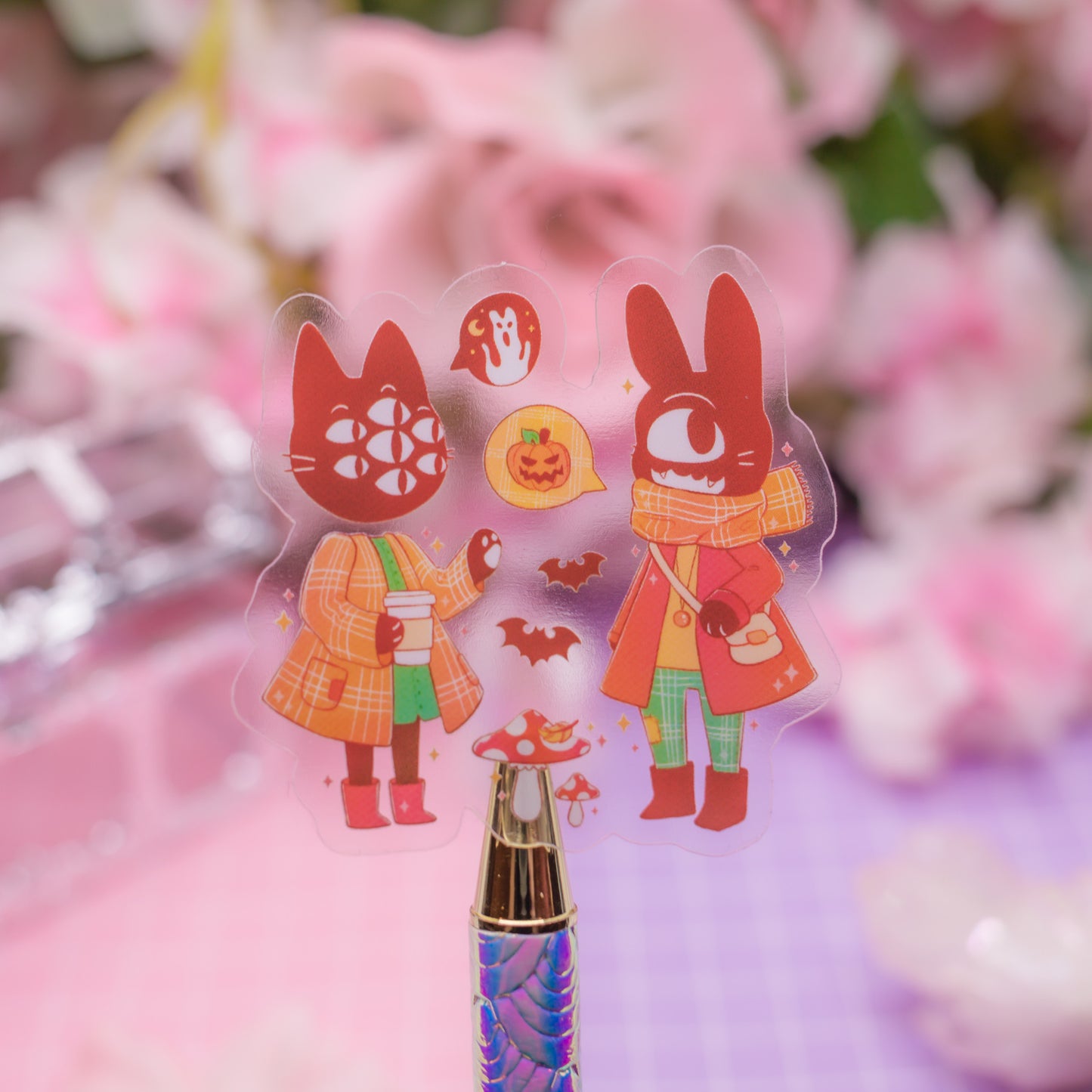 Spooky Halloween Friends - transparent vinyl sticker