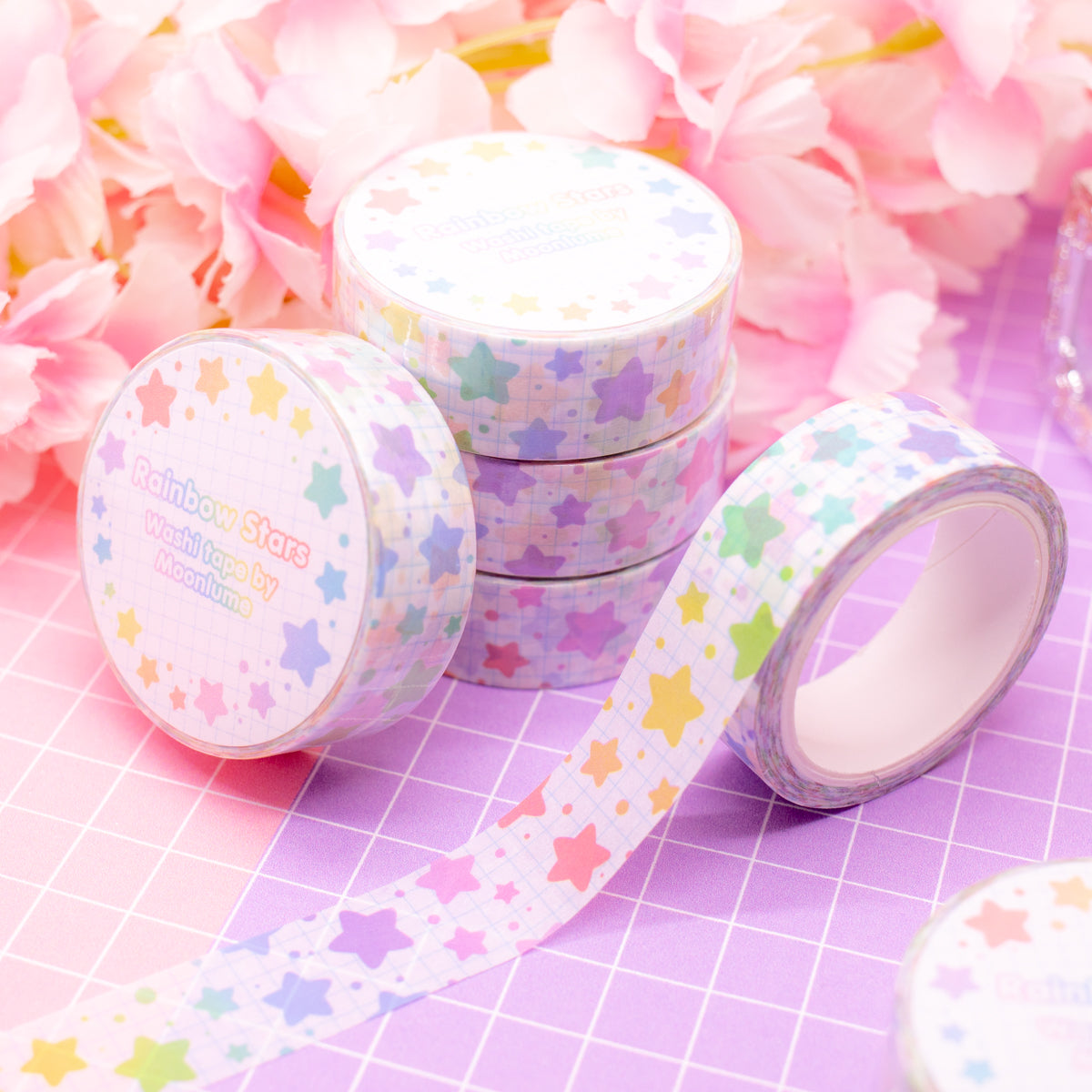 Rainbow Stars (light) - washi tape