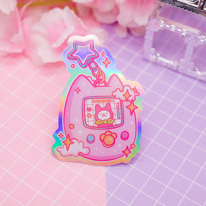 CaTamagotchi - holographic vinyl sticker