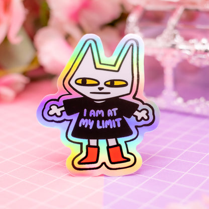 "I am at my LIMIT" cat holographic vinyl sticker
