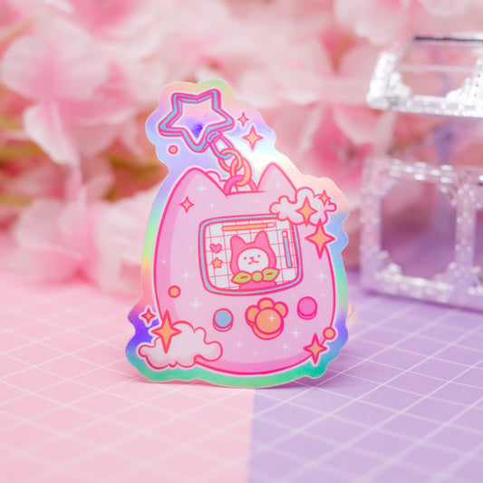 CaTamagotchi - holographic vinyl sticker