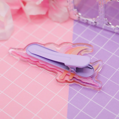 Melting Moon acrylic hair clip (with glitter!)