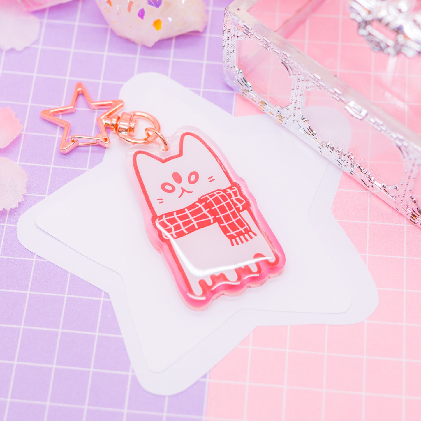 Spooky Town - Cat Ghost acrylic charm / keychain (gradient acrylic)