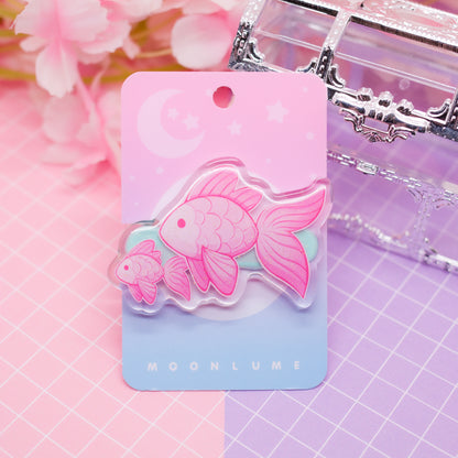Pink Fish acrylic hair clip (with glitter!)