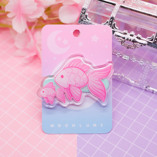 Pink Fish acrylic hair clip (with glitter!)