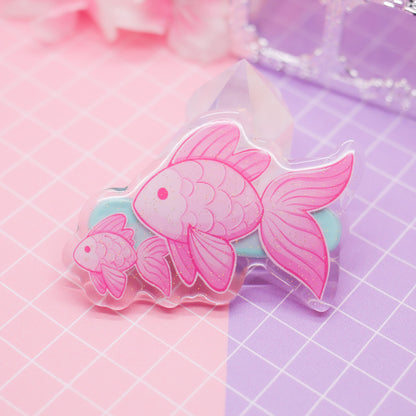 Pink Fish acrylic hair clip (with glitter!)