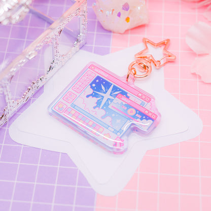 Cosmic Computer - Starry Paint UI acrylic charm / keychain (gradient acrylic)