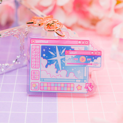 Cosmic Computer - Starry Paint UI acrylic charm / keychain (gradient acrylic)