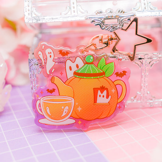 Spooky Town - Pumpkin Tea acrylic charm / keychain (gradient acrylic)