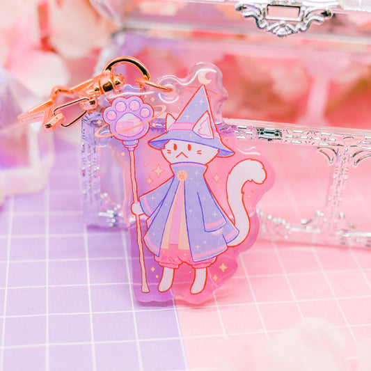 Cat Wizard - acrylic charm / keychain (gradient acrylic)