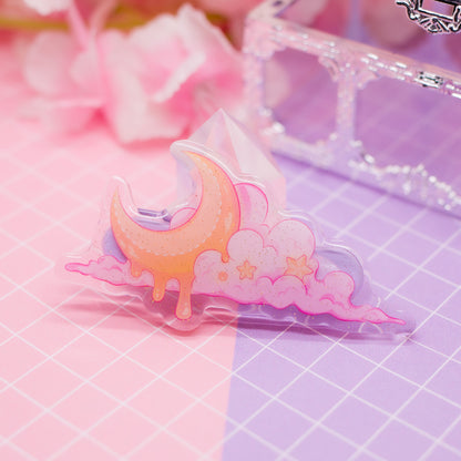 Melting Moon acrylic hair clip (with glitter!)