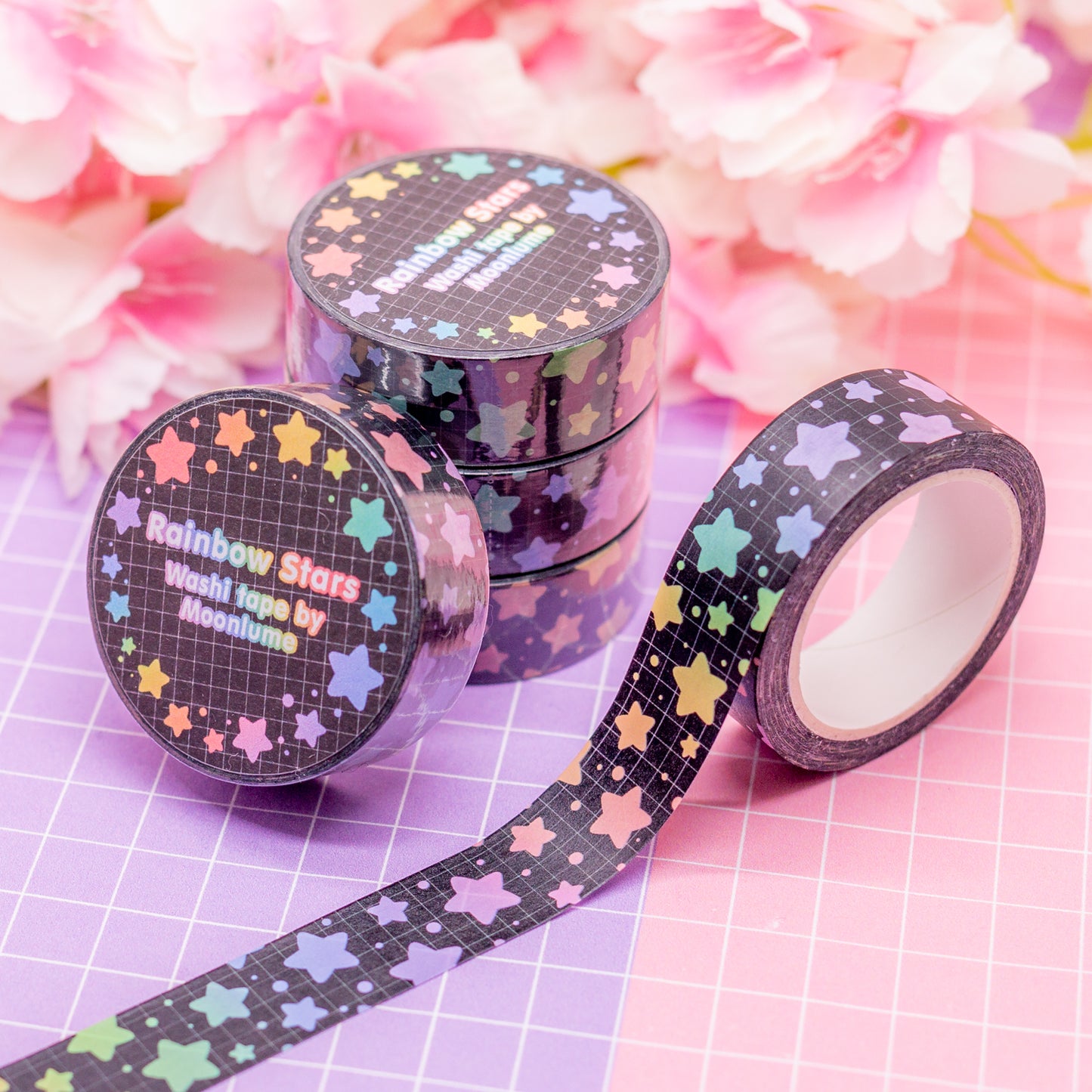 Rainbow Stars (dark) - washi tape