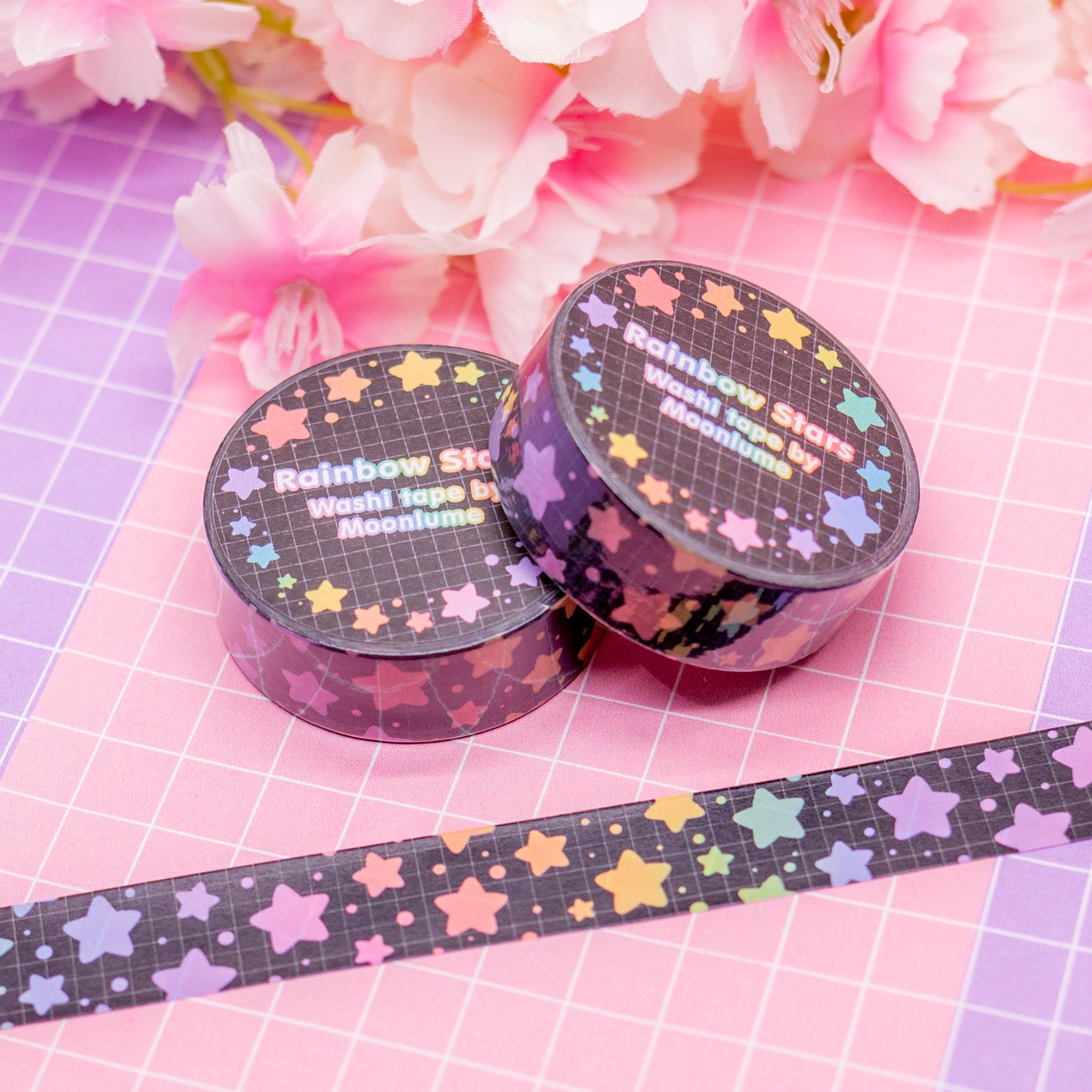 Rainbow Stars (dark) - washi tape