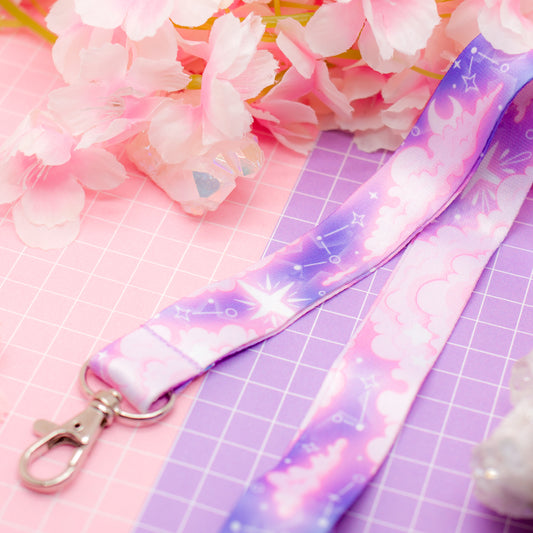 In the Clouds - dreamy pastel lanyard with lobster clasp