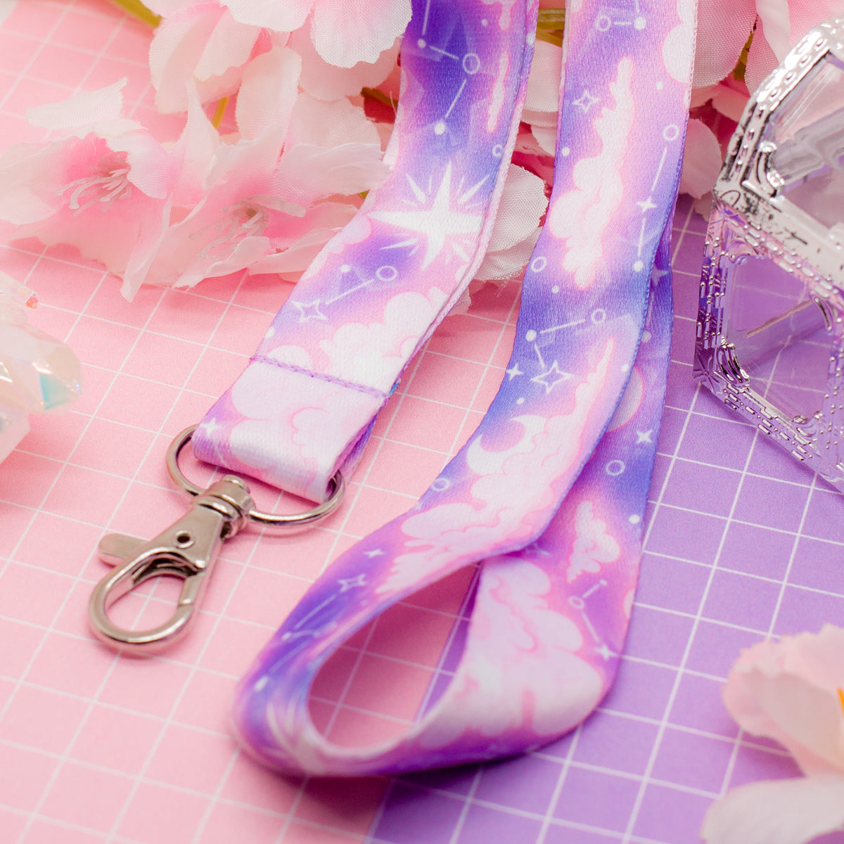 In the Clouds - dreamy pastel lanyard with lobster clasp