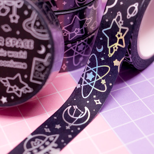 Meowter Space - holographic foil washi tape