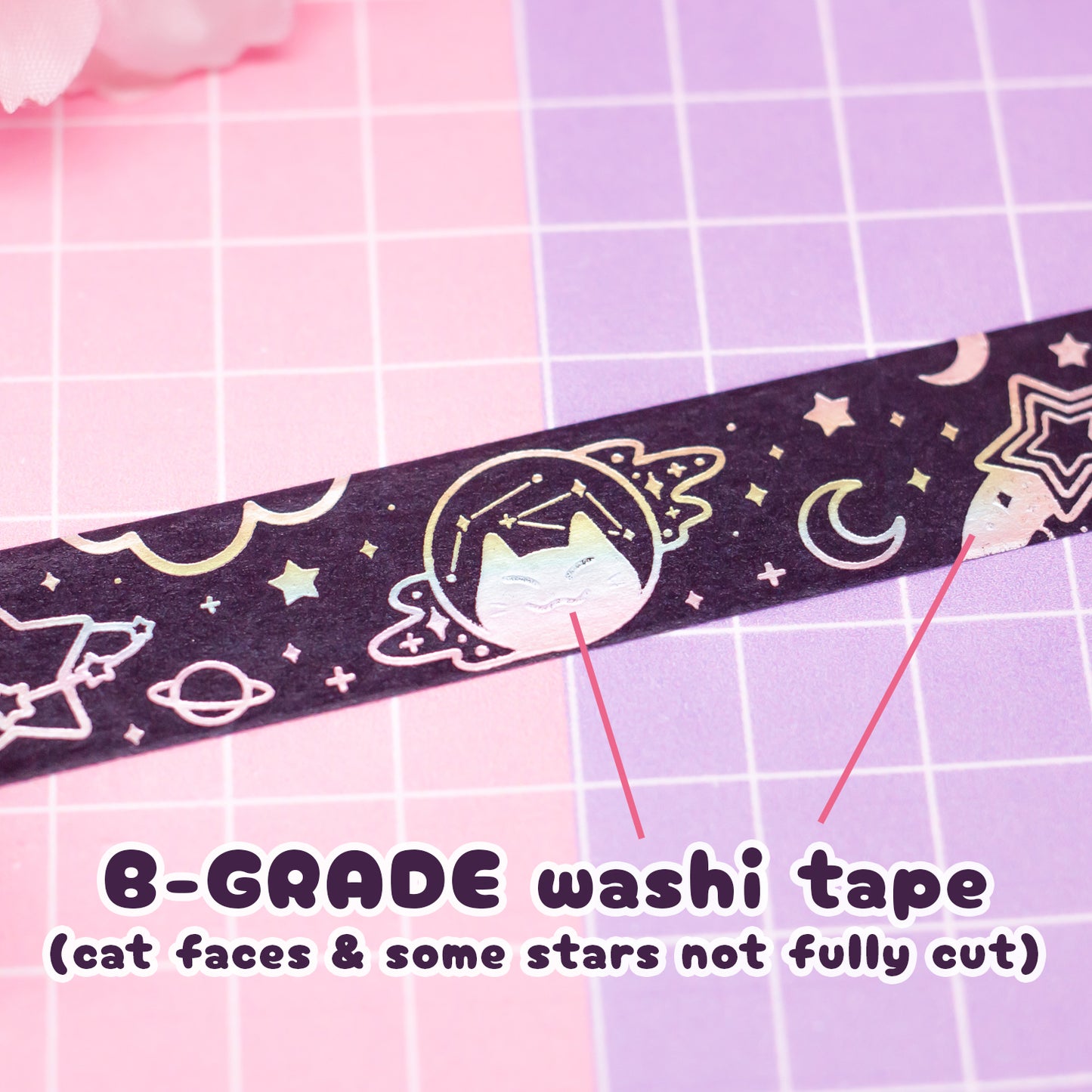 Meowter Space - B-GRADE holographic foil washi tape