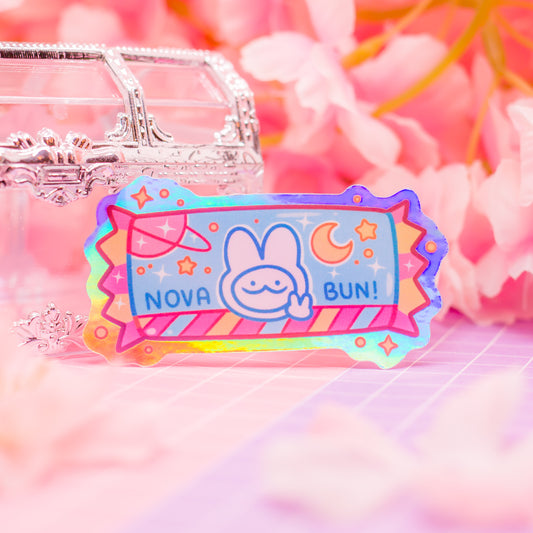 Cosmic Snacks - Bunny Candy Bar "Nova Bun" - holographic vinyl sticker