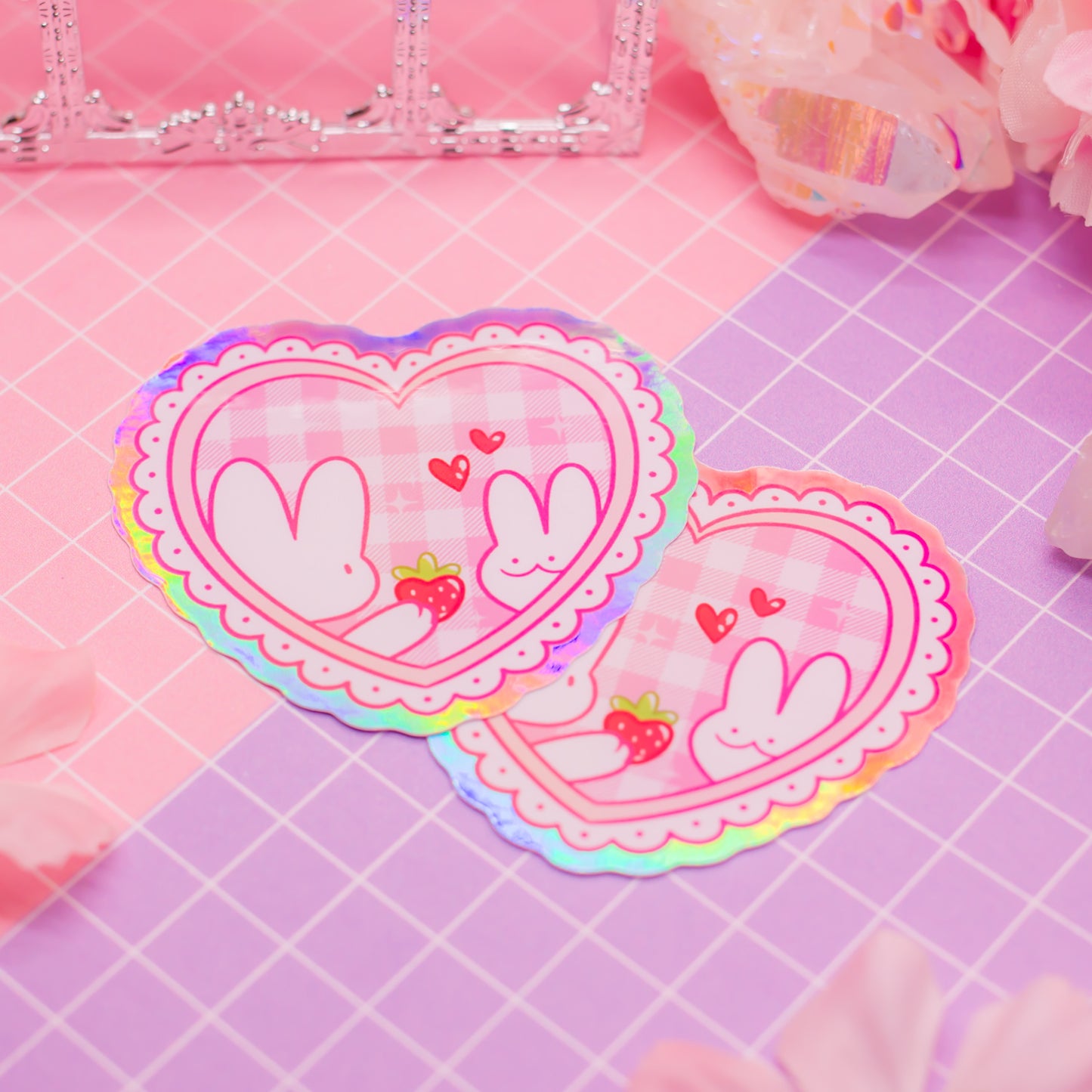 LOVECORE - Dorky Lovely Silly Bunny - holographic vinyl sticker