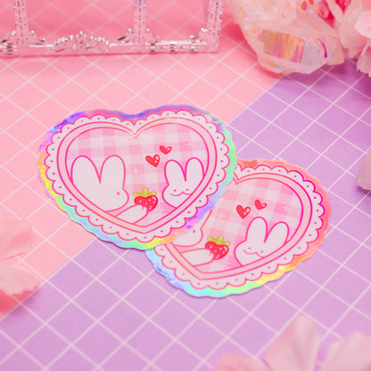 LOVECORE - Dorky Lovely Silly Bunny - holographic vinyl sticker